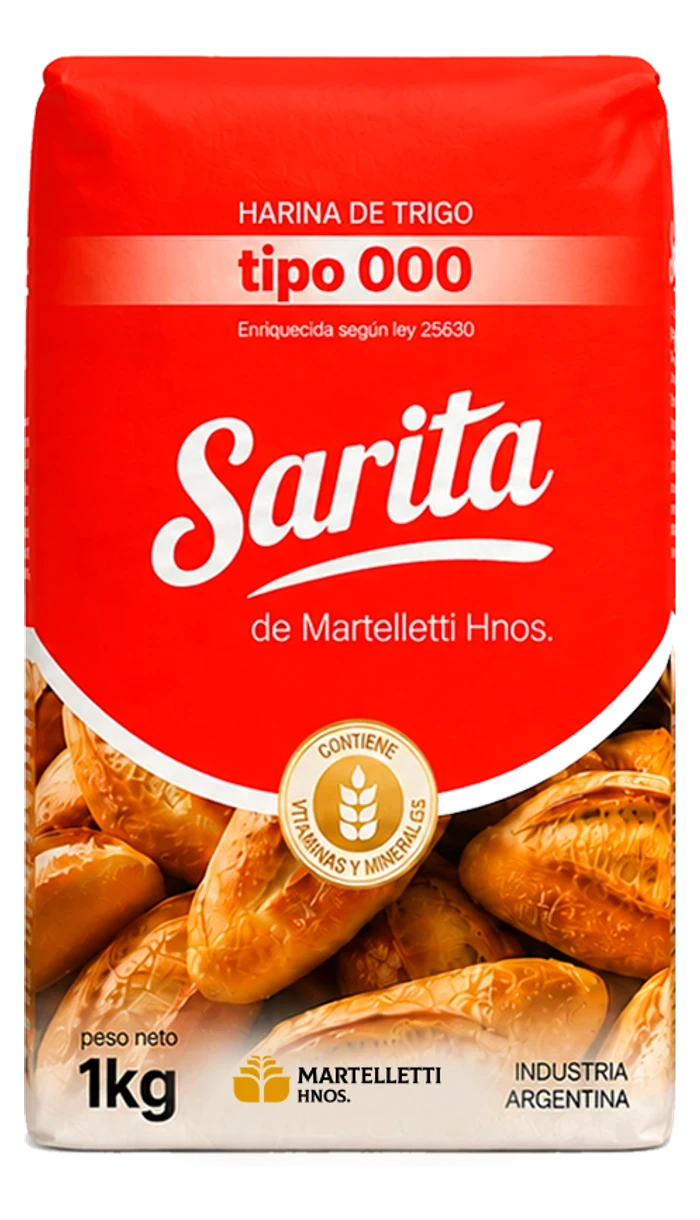 Envase Sarita de harina de trigo Tipo 000 de 1 kilogramo