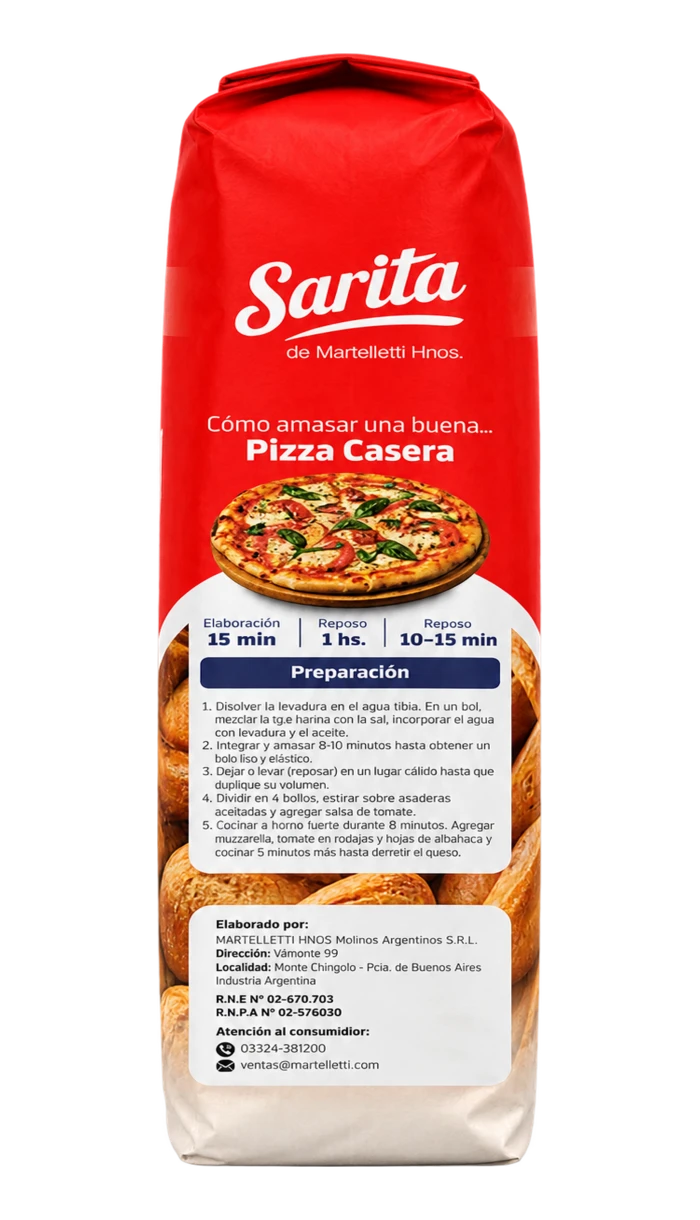 Envase Sarita de harina de trigo Tipo 000 de 1 kilogramo