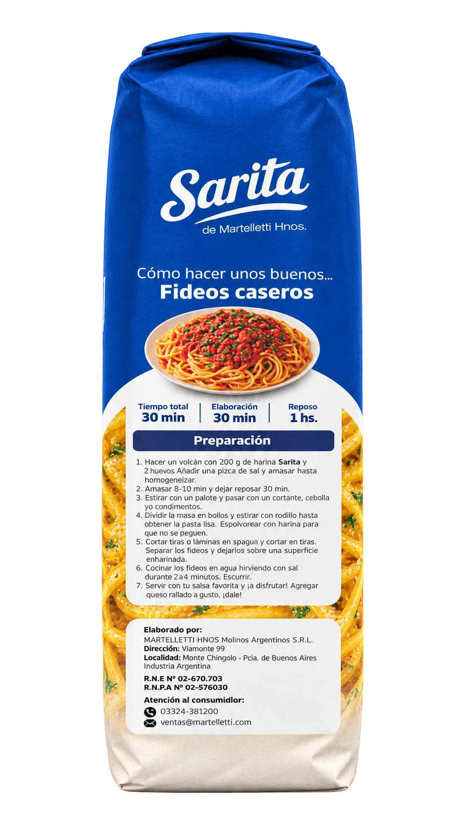 Envase Sarita de harina de trigo Tipo 0000 de 1 kilogramo
