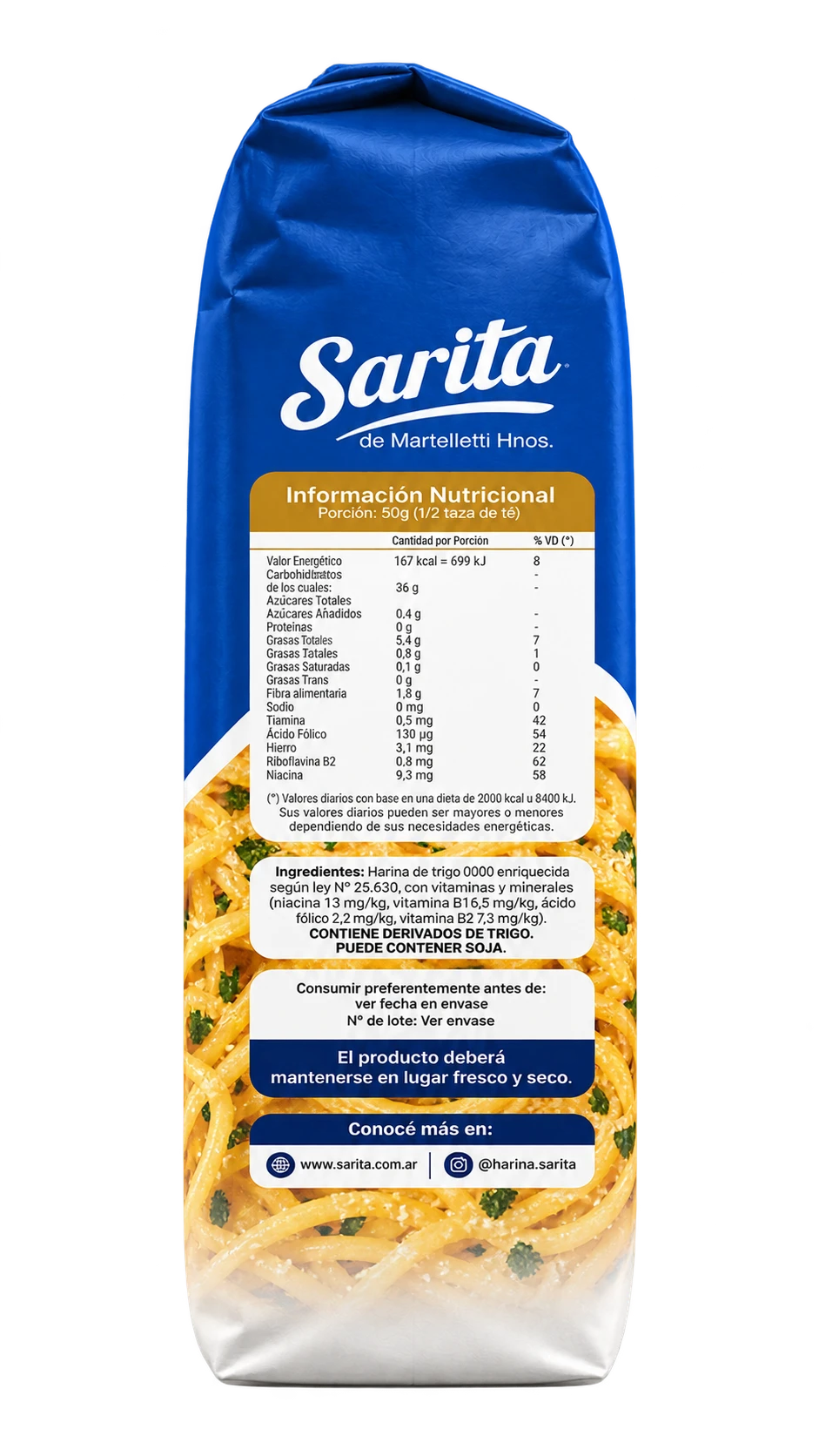 Envase Sarita de harina de trigo Tipo 0000 de 1 kilogramo