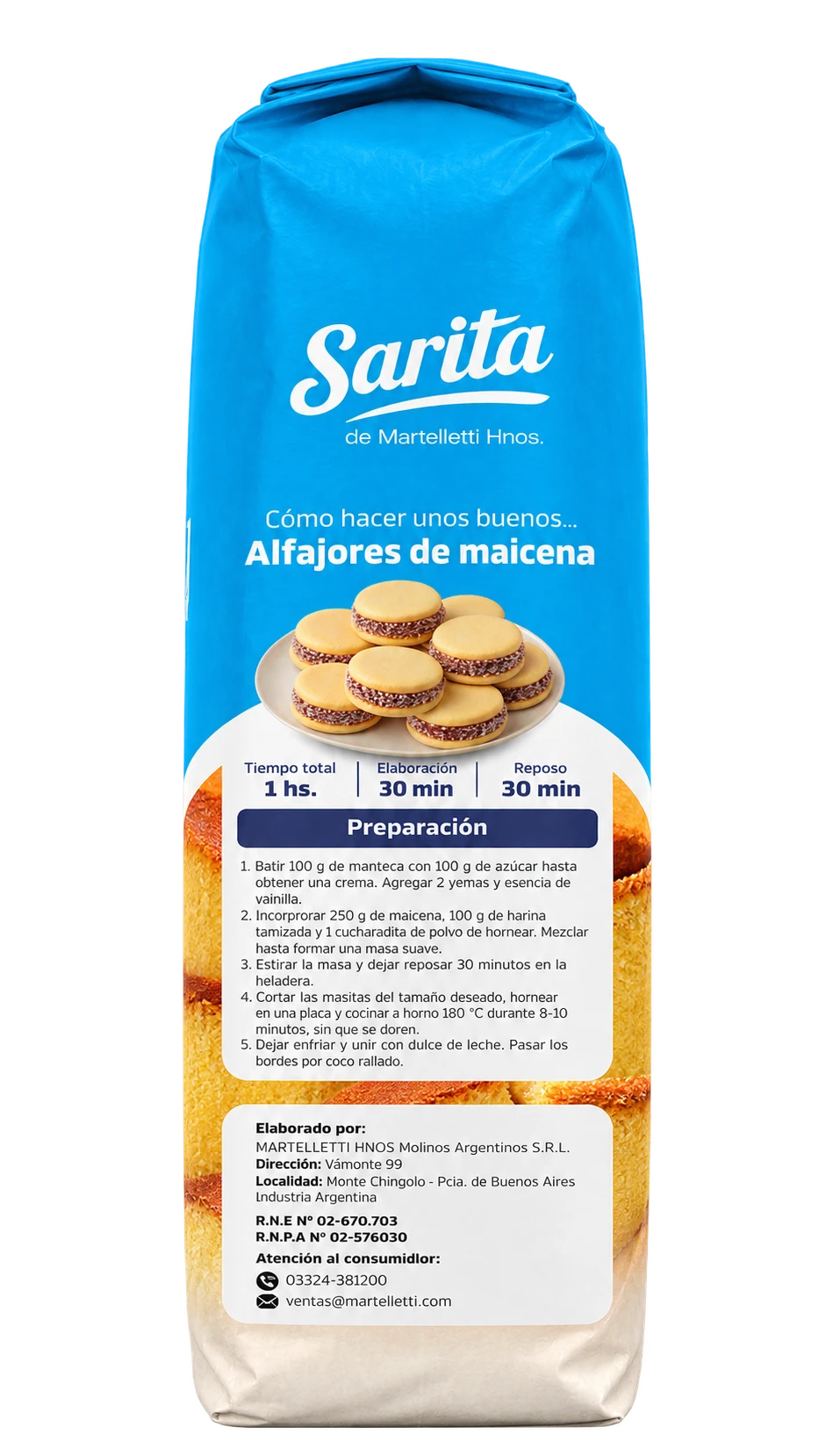 Envase Sarita de harina leudante de 1 kilogramo