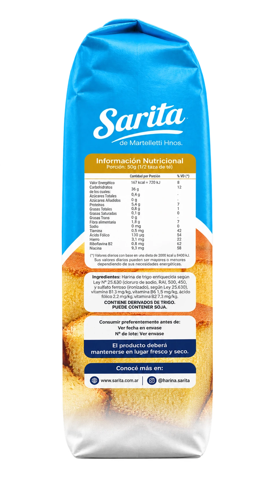 Envase Sarita de harina leudante de 1 kilogramo