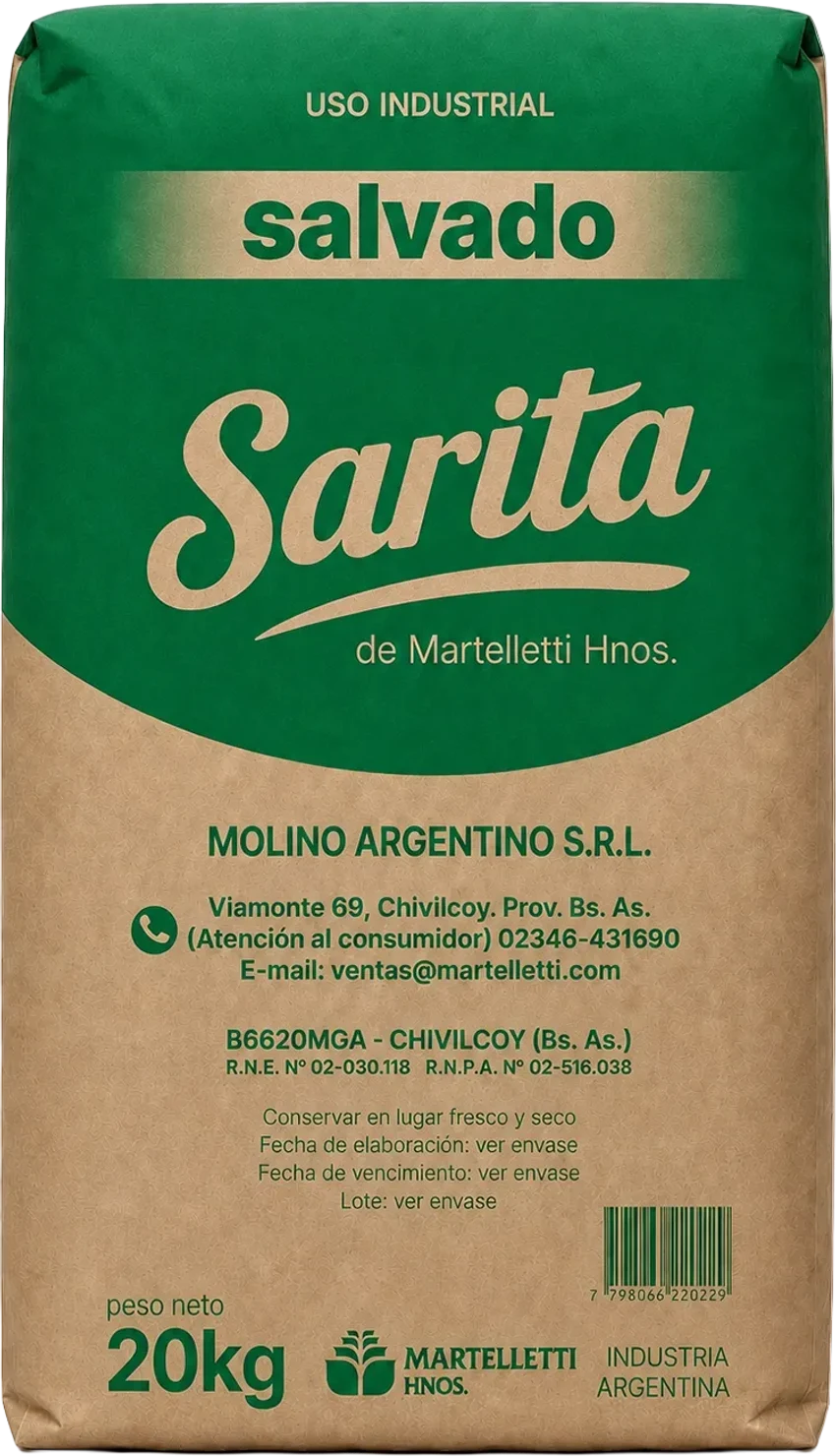 Bolsas Sarita de salvado de trigo para uso industrial